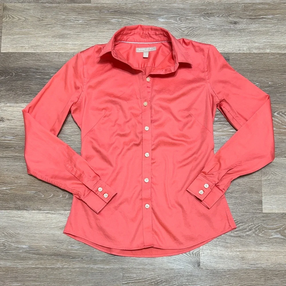 Banana Republic Coral Button-Down Shirt - Picture 1 of 4